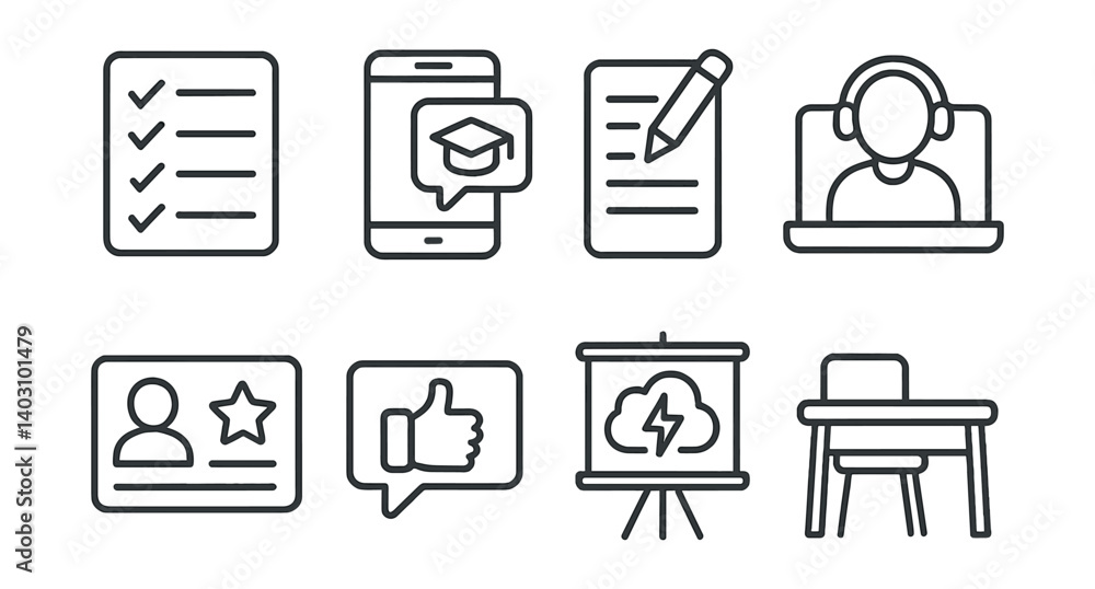 Poster set of icons for a computer screen