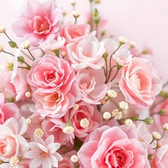 Flowers in a pastel colors on a sunset sky background