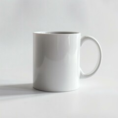 Obraz premium Minimalist White Ceramic Coffee Mug on Clean Background for Mockups and Design Templates
