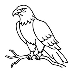 Fototapeta premium Majestic Eagle Illustration Perched on Branch Ideal for Tattoos and Coloring Books