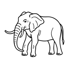 Fototapeta premium Elegant Cartoon Elephant Outline Perfect for Coloring Books and Tattoo Designs