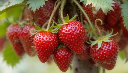 Ripe strawberry on the tree