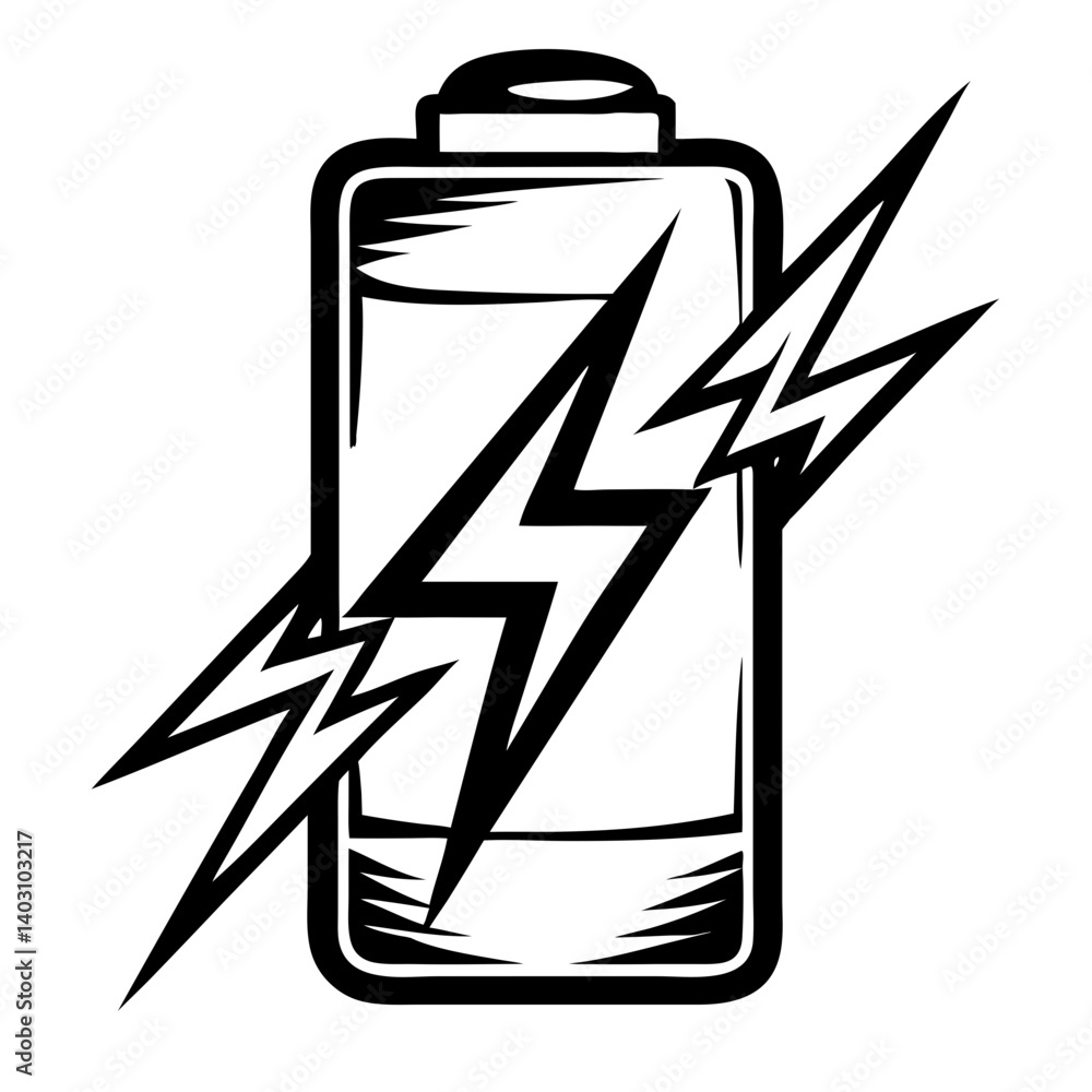 Poster bold battery with lightning bolt design for creative projects and print applications