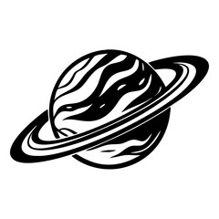 Fototapeta premium Stylized Vector Illustration of Saturn with Rings Featuring Swirling Patterns for Tattoo Design
