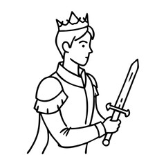 Heroic Prince Holding Sword in Regal Attire Vector Art for Fantasy Designs and Illustrations