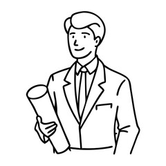 Professional Man Holding Blueprint in Suit Vector Illustration for Business and Presentation Use