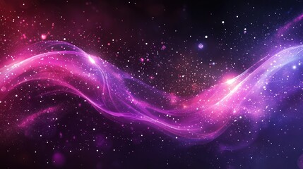 Fototapeta premium Cosmic energy wave flowing through nebula, stars background; website banner