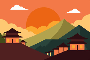 vector illustration of a village