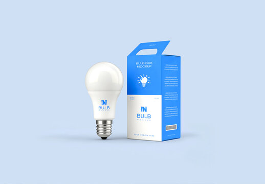Box Glossy Light Bulb Mockup