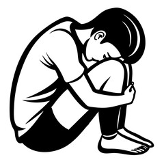 Fototapeta premium Sadness Emotion Frustration Silhouette Art Wellness Reflection Therapy Design