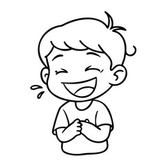 Obraz premium Happy Boy Smiling with Joyful Expression Cartoon Character for Coloring Book Design