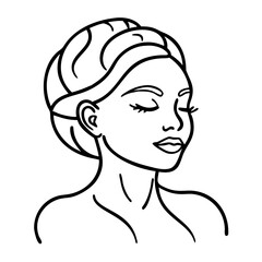 Elegant Woman with a Braided Hairstyle in Profile Silhouette Design for Creative Projects