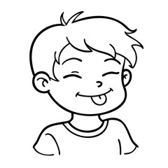 Obraz premium Cute Boy Cartoon Character with Happy Expression and Playful Tongue Out Suitable for Coloring