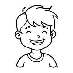 Obraz premium Happy Smiling Boy Character Outline for Kids Coloring Book and Creative Projects