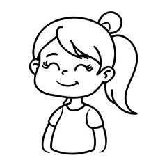 Obraz premium Happy Smiling Girl Character Outline for Coloring Books and Creative Projects