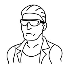 Obraz premium Cool Stylish Man in Sunglasses Vector Illustration Perfect for Tattoo Designs and Coloring Books