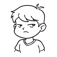 Obraz premium Angry Cartoon Boy Expression Outline for Coloring Activities and Creative Projects