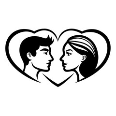 Romantic Couple Silhouette in Heart Shape Perfect for Love Themes and Valentine's Day Designs