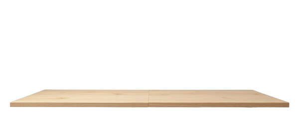 Wood Shelf on Wall, Transparent Background. Interior Mockup.