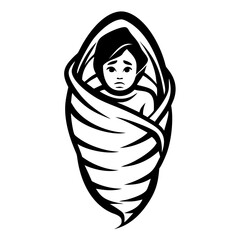 Child in Cocoon Embraced by Swaddling Blanket Symbolizing Protection and Innocence
