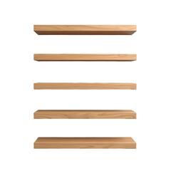 Wood Floating Shelves on Wall, transparent background. Minimalist.