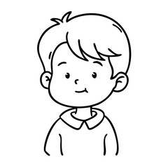 Obraz premium Cute Cartoon Boy Face Outline for Coloring Book and Children’s Art Projects