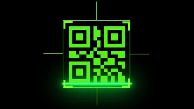 QR code animation. Scan qr code icon with red laser, QR code scanner animated. - Powered by Adobe