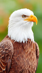 Obraz premium Majestic bald eagle portrait, sharp focus, detailed feathers, intense gaze