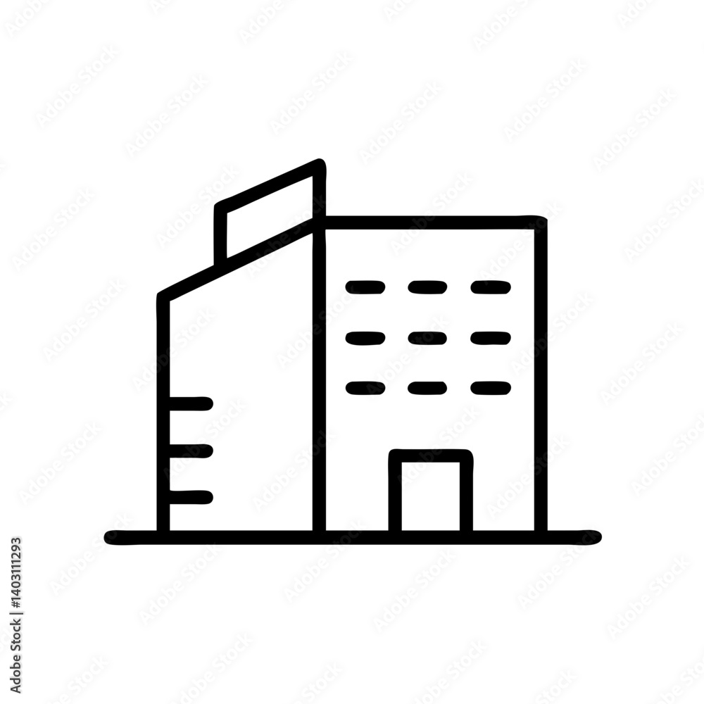 Poster modern office building outline vector design for architecture and urban planning projects