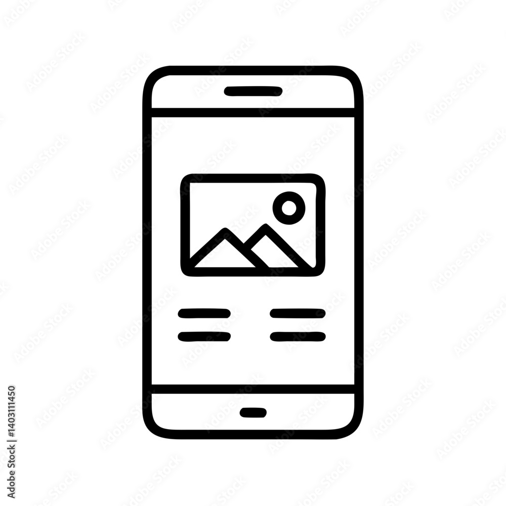 Poster smartphone screen displaying landscape and gallery design for digital use