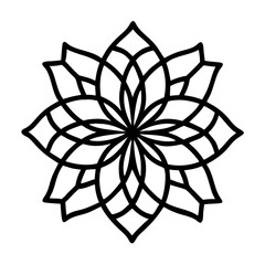 Geometric flower vector illustration for coloring pages and artistic projects graphic element isolated on white, mandala vector design
