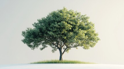 Obraz premium Lush green tree, isolated, white background, sunrise, environmental concept