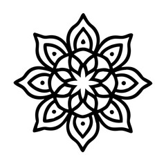 Floral pattern illustration for coloring pages, intricate flower graphic element, art therapy drawing, mandala vector design