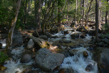 A mountain stream near Bridalveil Falls located in Yosemetie National Park in California