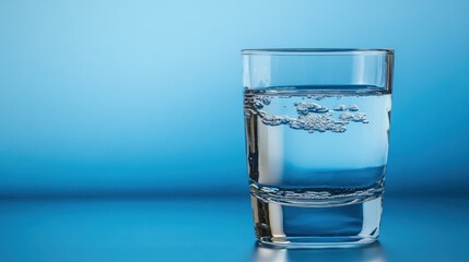 A glass of water with visible bubbles.