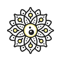 Floral blossom artwork circular symmetrical pattern decorative element zen art flower illustration vector image, mandala vector design