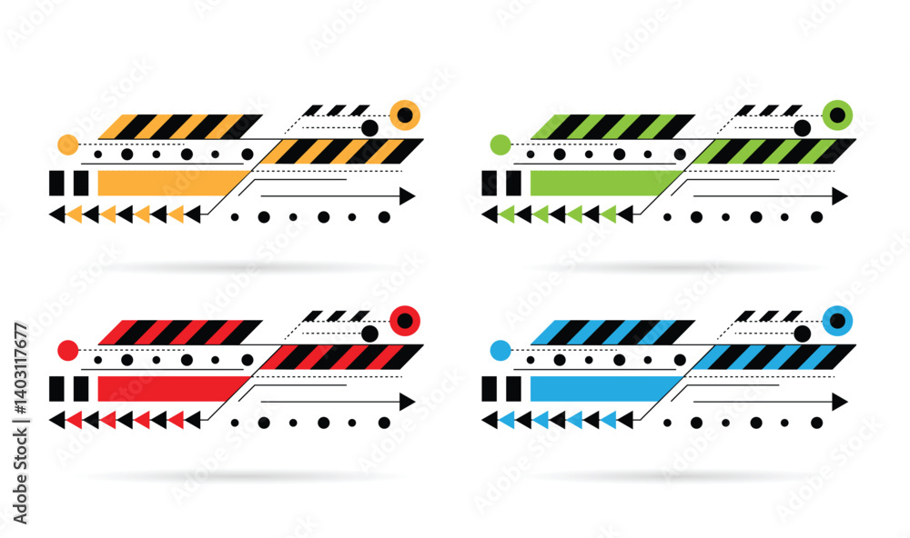 Poster industrial graphic design element line art different colors. graphic design elements and resources c