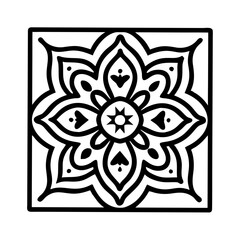 Floral tile pattern vector art for home decor projects and creative coloring pages and backgrounds, mandala vector design