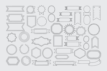 Set Of Minimalist Outline Shapes And Banners Vector Illustration Collection