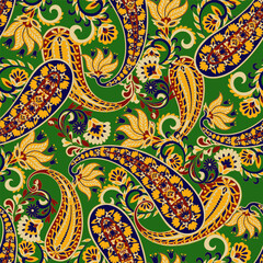 Elegant Paisley Seamless Vector Pattern. Indian floral motifs for fabric designs