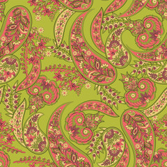 paisley seamless Vector pattern. batik style background