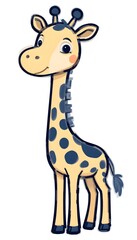 Fototapeta premium Adorable Cartoon Giraffe Illustration: A Cute and Playful Animal Character Design