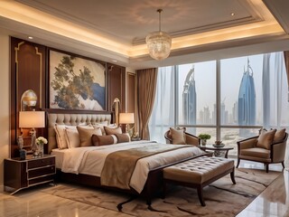 Luxurious Bedroom with City View