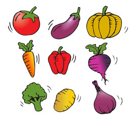 vegetables element doodle set. hand drawn sketch fruit and vegetables vector illustration