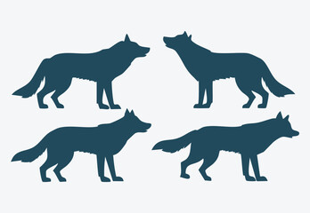 Set of a wolf silhouette vector isolated