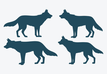 Set of a wolf silhouette vector isolated
