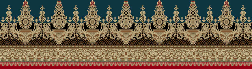 Beautiful Mughal art textile design pattern with beautiful colours for digital print	