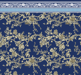 Beautiful Mughal art textile design pattern with beautiful colours for digital print	
