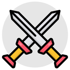 Battle tool concept icon, vector design of crossswords 