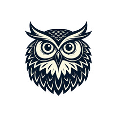 owl silhouette logo vector line art logo design